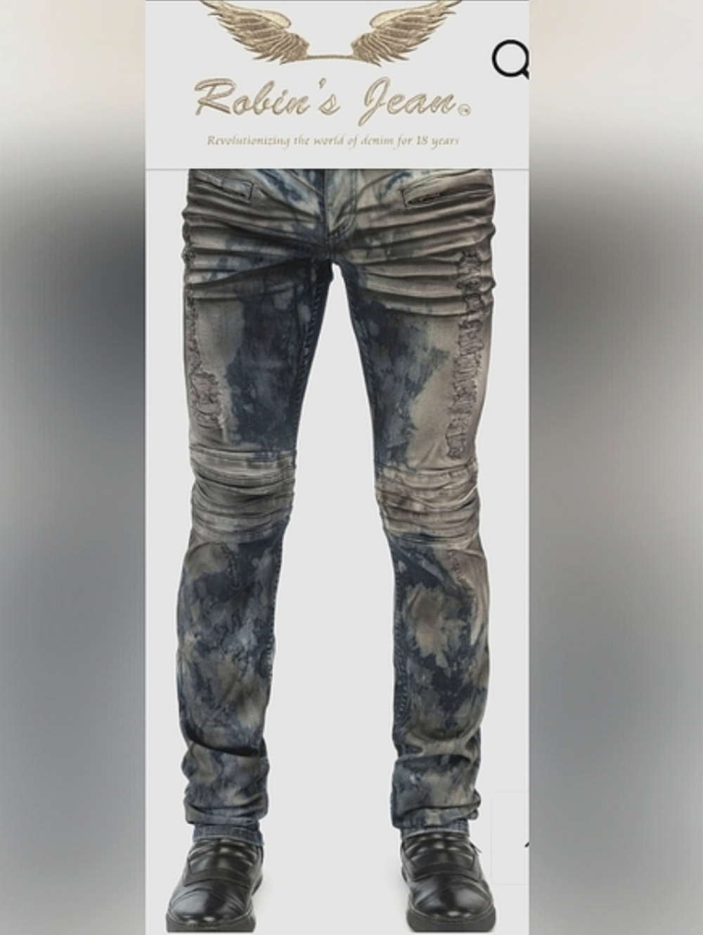 Robin's Jean MOTARD BIKER Men's Slim Leg Jeans in Gray 42